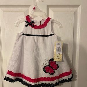 Sz12 month. Rare too spring dress! White/pink/blue! New!